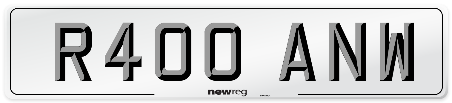 R400 ANW Number Plate from New Reg